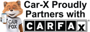 Car-X partners with Carfax: fox holds phone with data, wears 