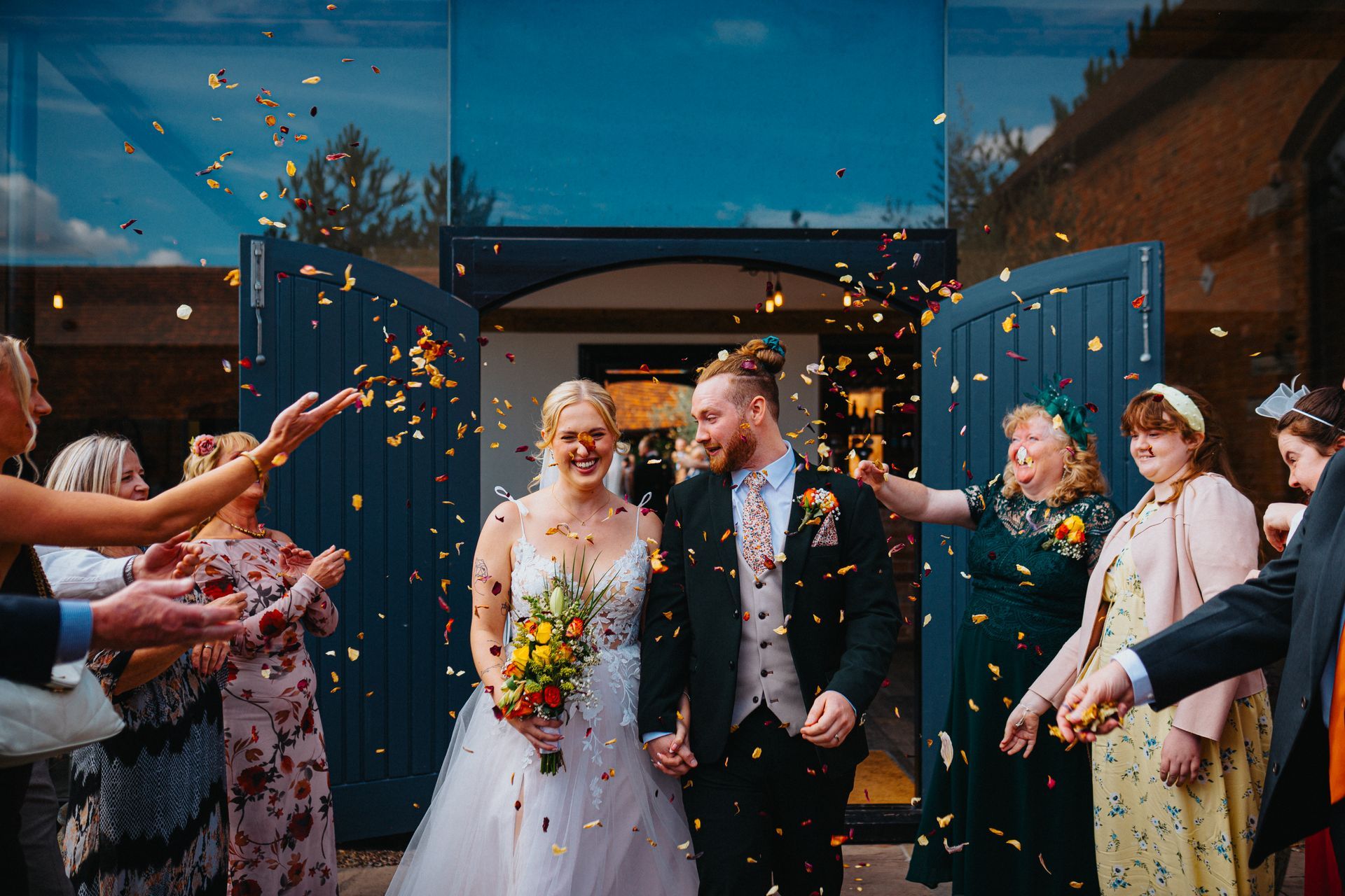 confetti shot outside swallows nest barn 