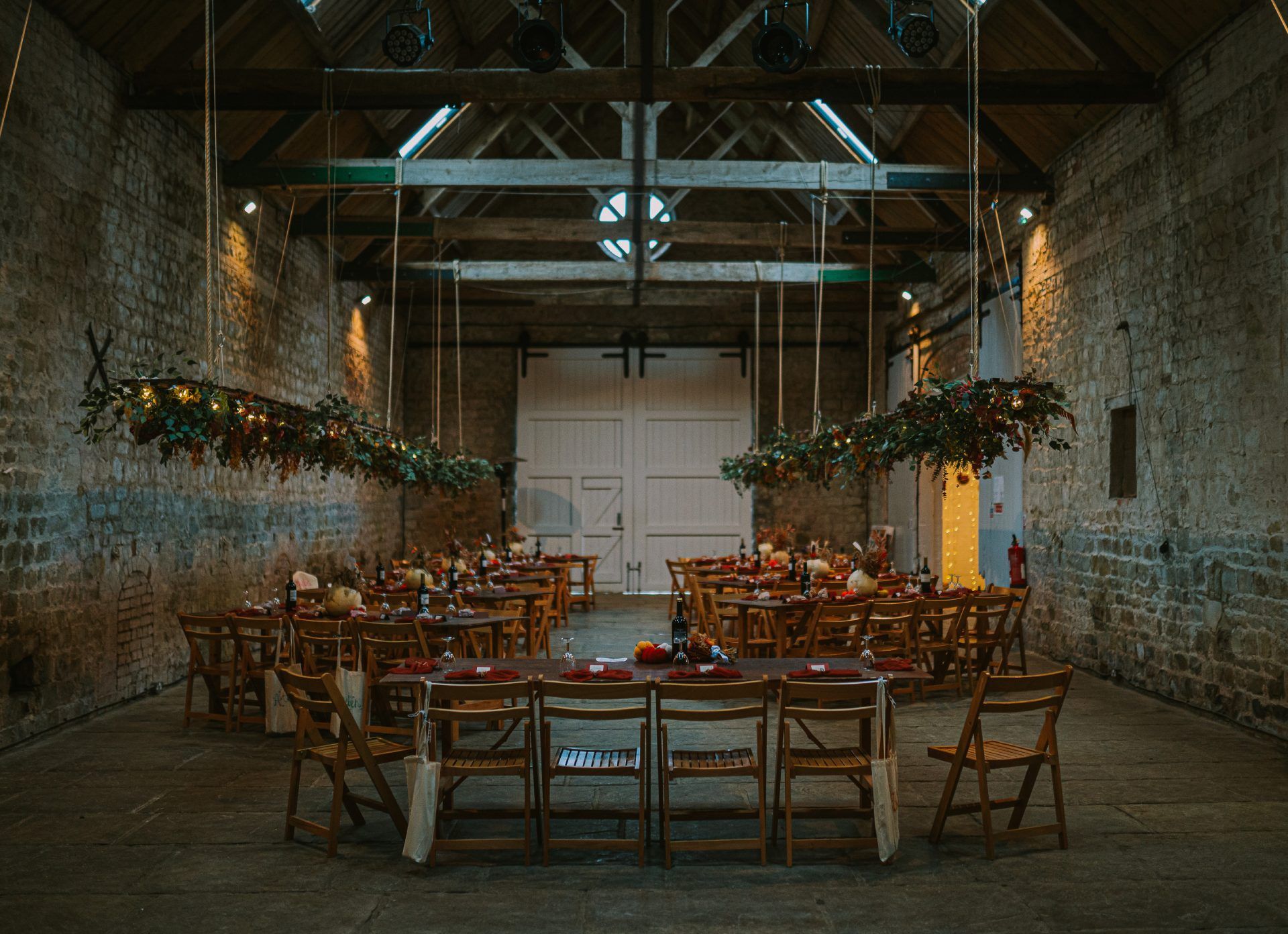 Barn wedding setup in Warwickshire , Kineton 