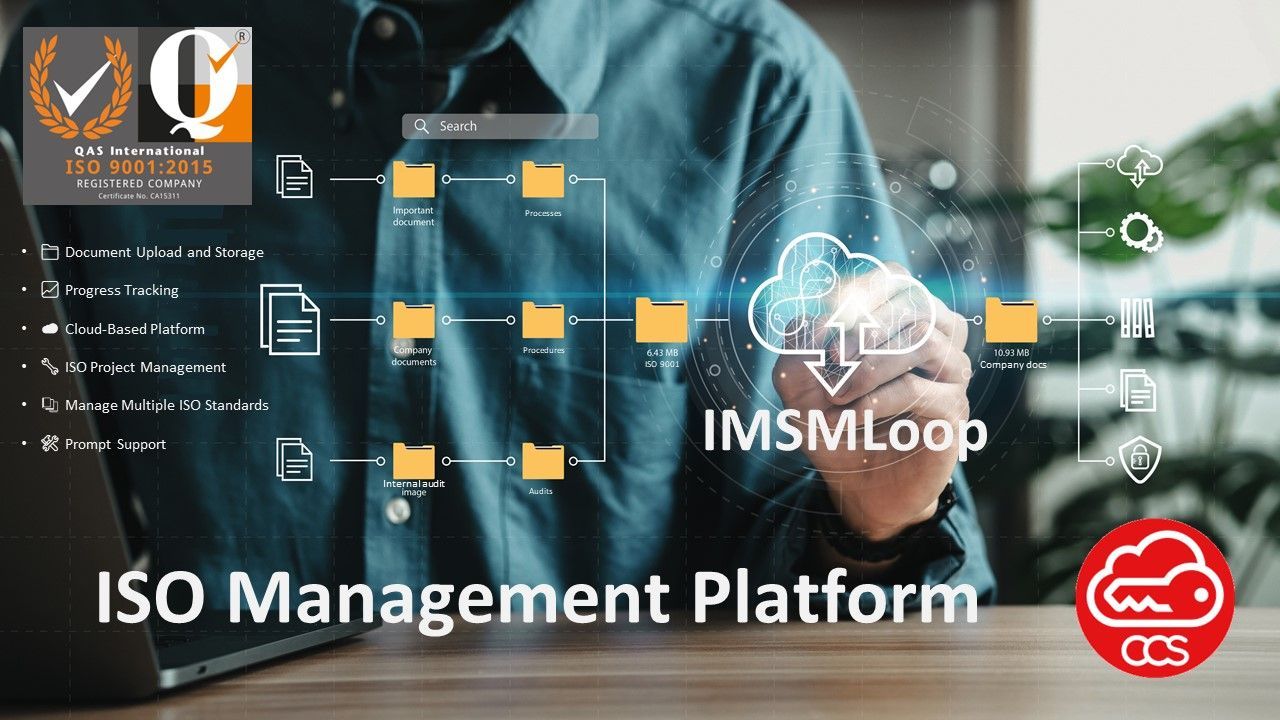 Welcome to IMSMLoop, your all-in-one solution for simplifying ISO management. Our platform streamlines your certification journey with a centralized hub for ISO Standards implementation, auditing, and adherence. Effortlessly upload, organize, track, and monitor all ISO Management System information. Utilizing our 5-Step Implementation methodology, we offer a dynamic toolkit to track progress and serve as a repository for essential processes. With our user-friendly interface and expert guidance, embark on your ISO journey confidently, achieving goals efficiently and effectively.