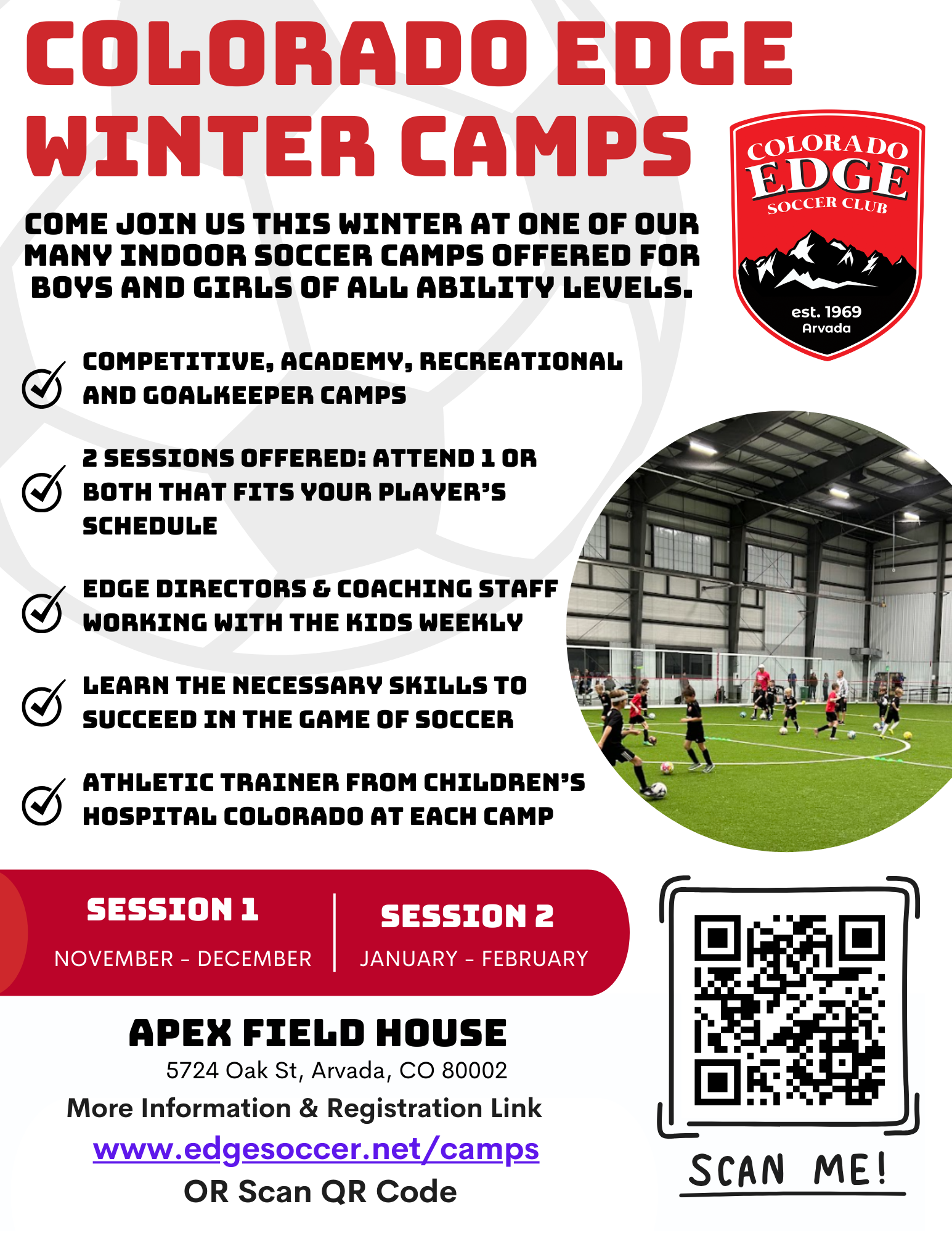 winter soccer camps, arvada, youth soccer, golden soccer, wheat ridge, Westminster
