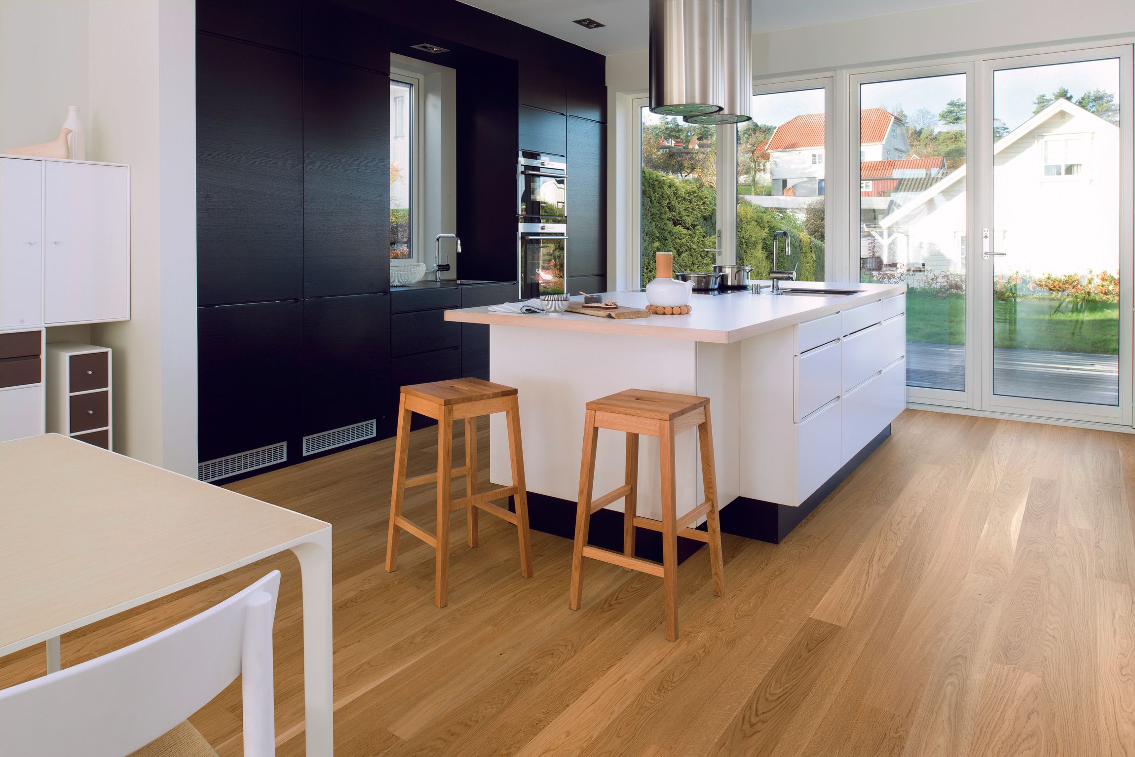 kitchen with laminate flooring