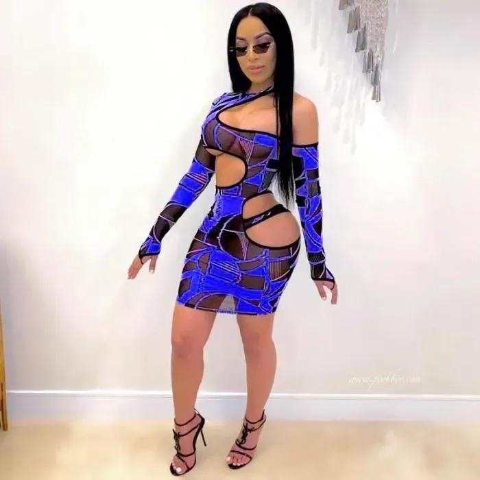 Blue & black stunning club dress