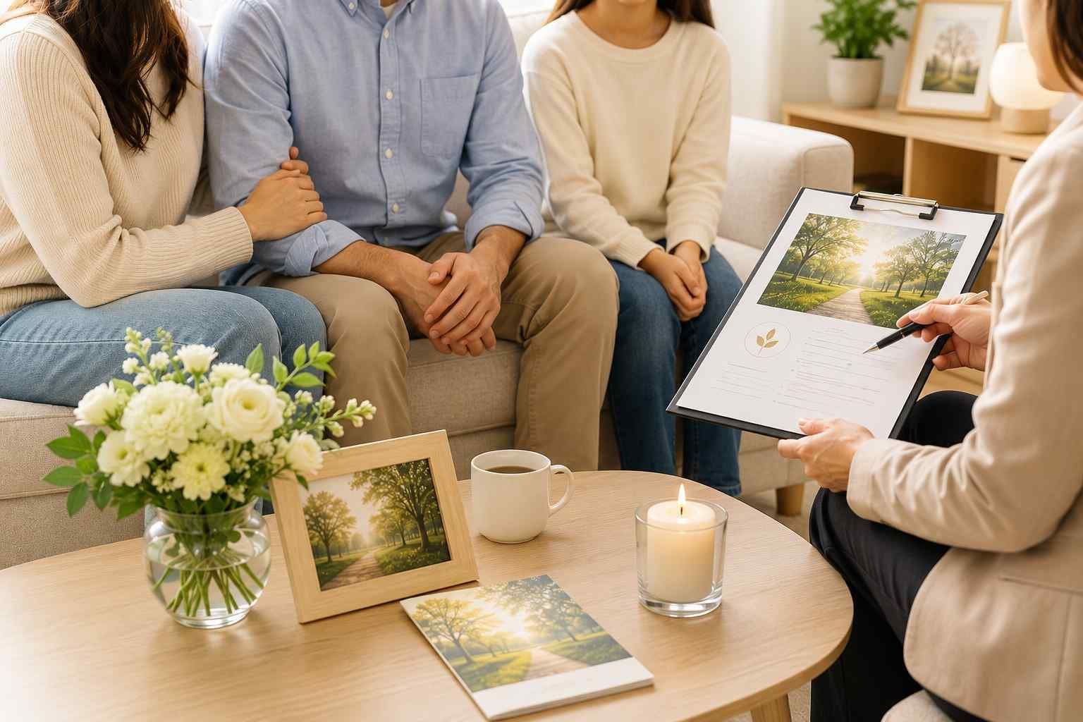 Family meeting with funeral counselor for compassionate cremation planning in West Allis, WI.