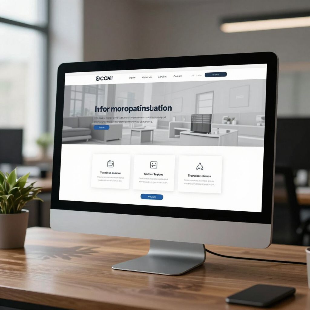 Computer screen displaying a website with the text