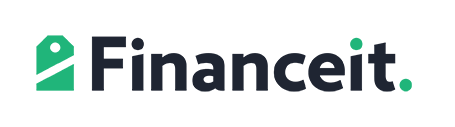 Le logo de financeit est un logo vert et noir sur fond blanc.