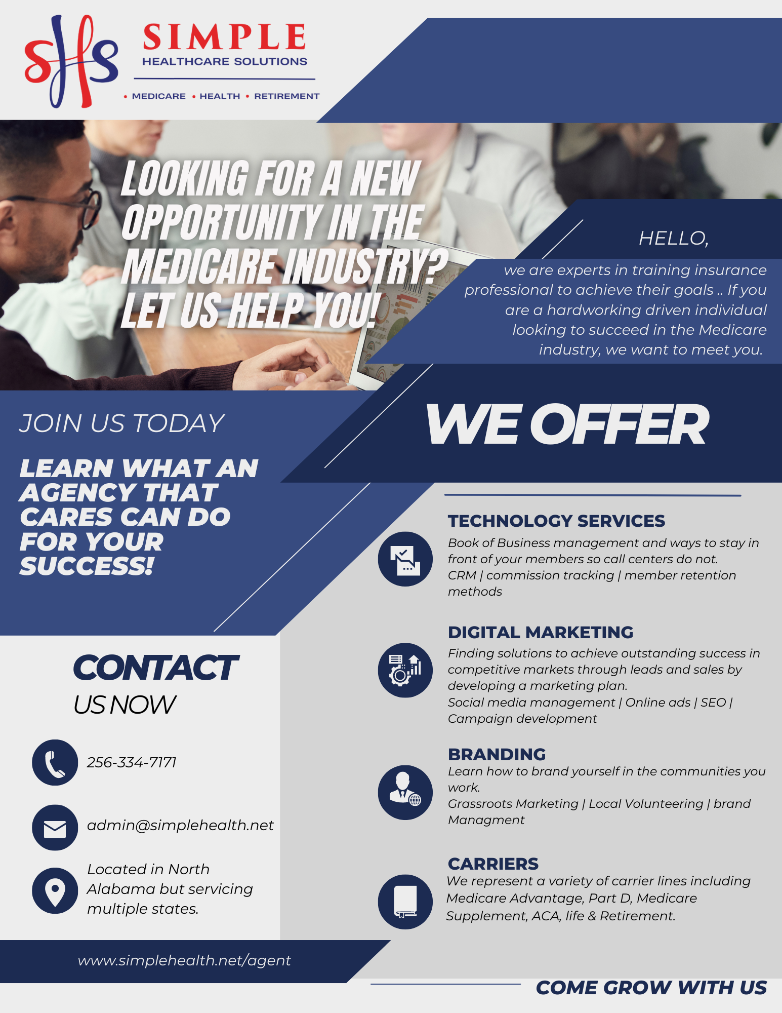 Looking for a new opportunity in the medicare industry ? let us help you !
