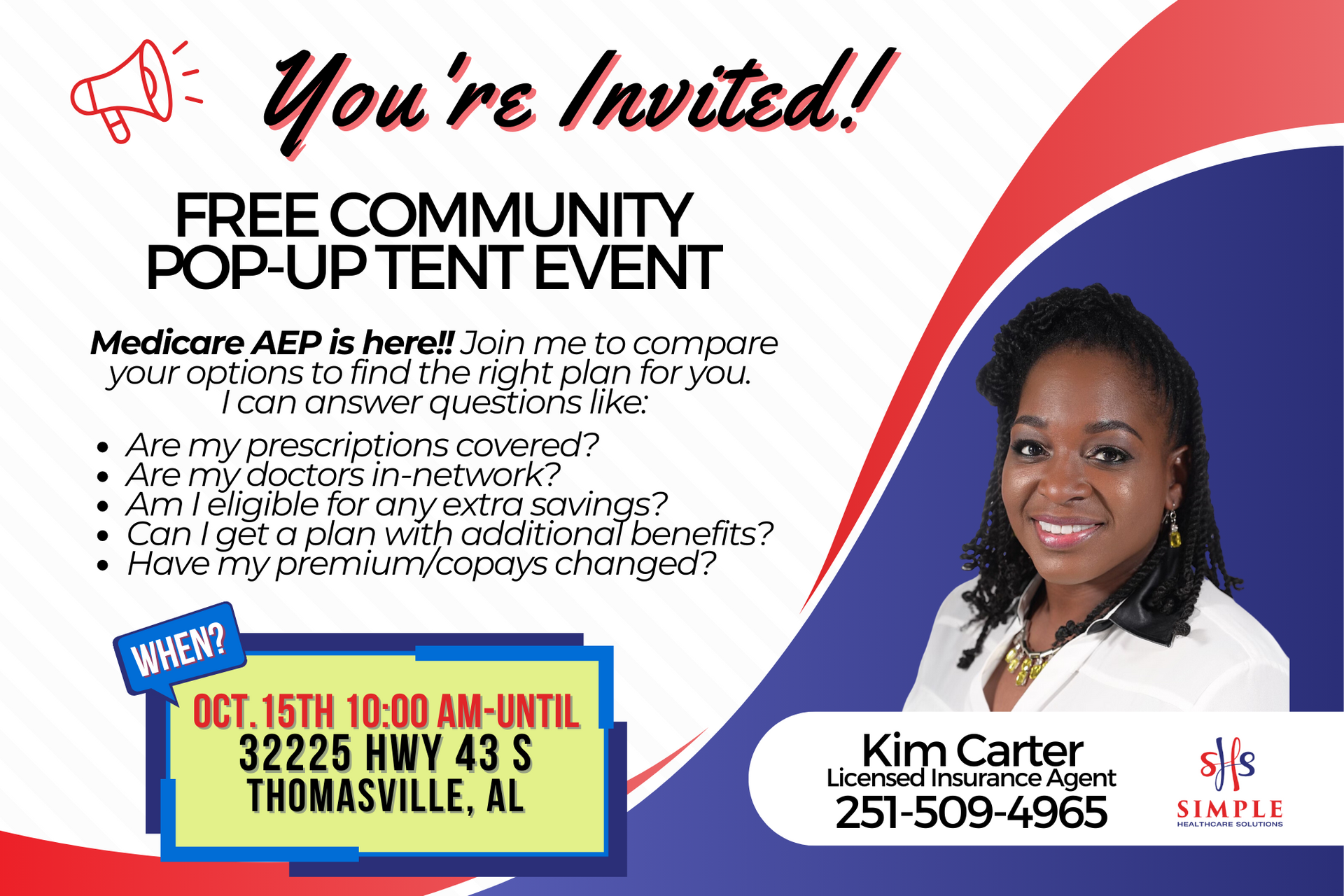 Thomasville Community Pop-up Tent Event