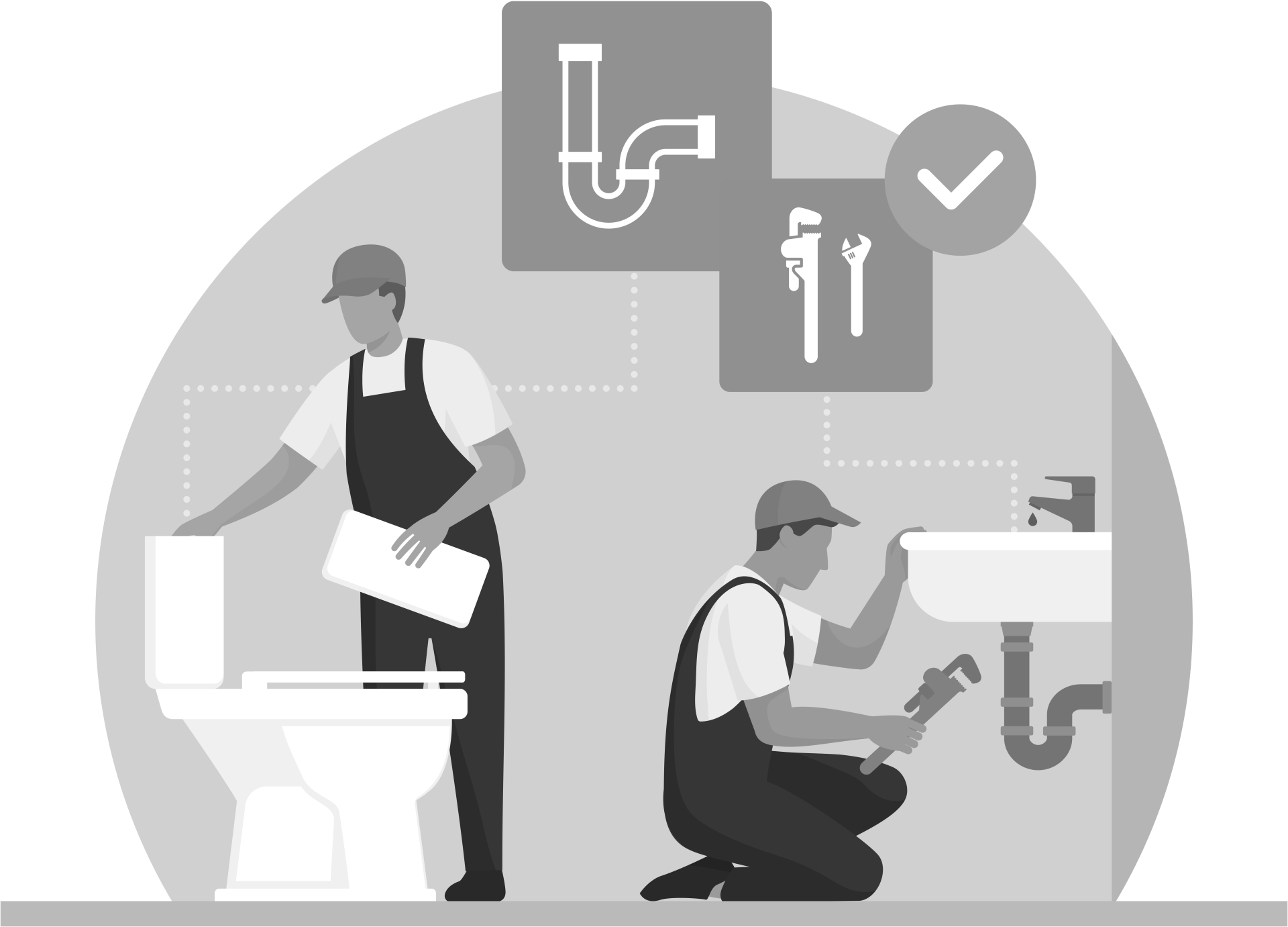 Two Plumber Vector | San Diego, California | Black Frog Plumbing and Drains
