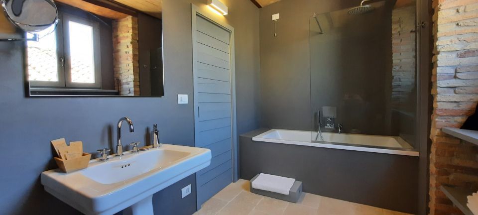 family room with large bathroom