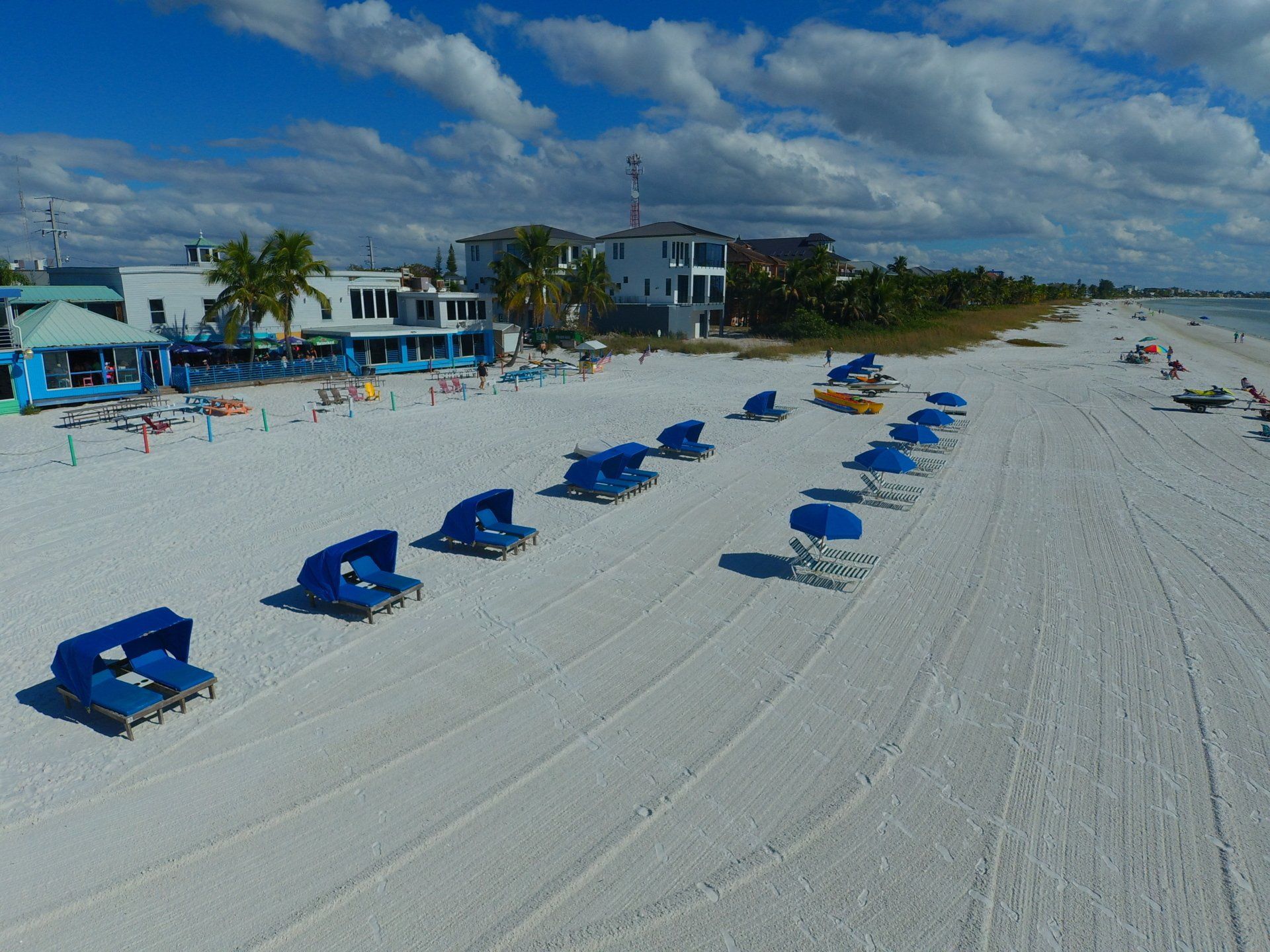 Top view of a blue cabana