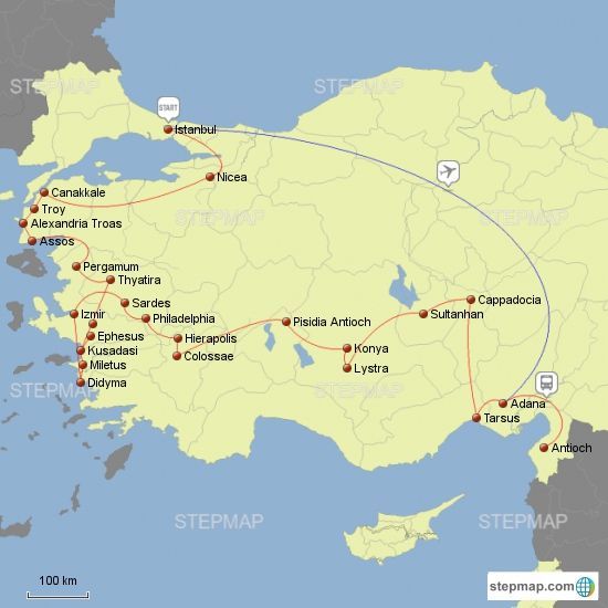 Footsteps of Paul Turkey Tour Map