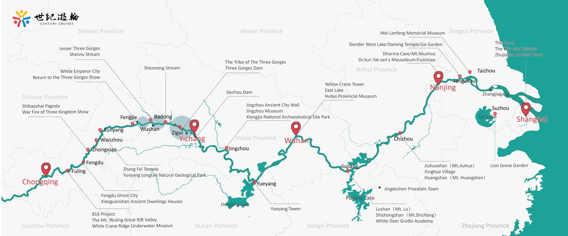 Yangtze River Cruise Map