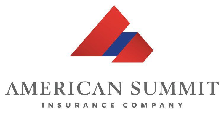 The american summit insurance company logo is red and blue