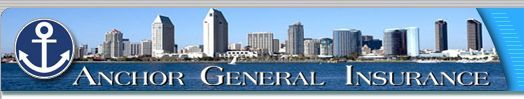 An anchor general insurance logo with a city skyline in the background