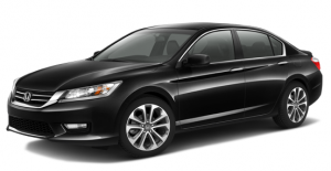A black honda accord is shown on a white background.