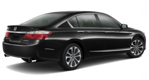 A black honda accord is shown on a white background.