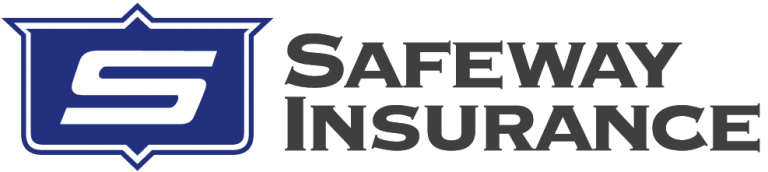 A blue and white logo for safeway insurance