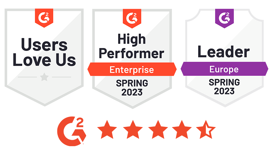 AppLearn G2 badges including High Performer and Leader, along with star rating of 4/5