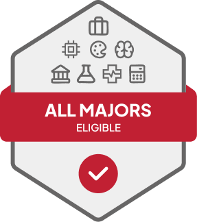 Badge with All Majors Eligible text 