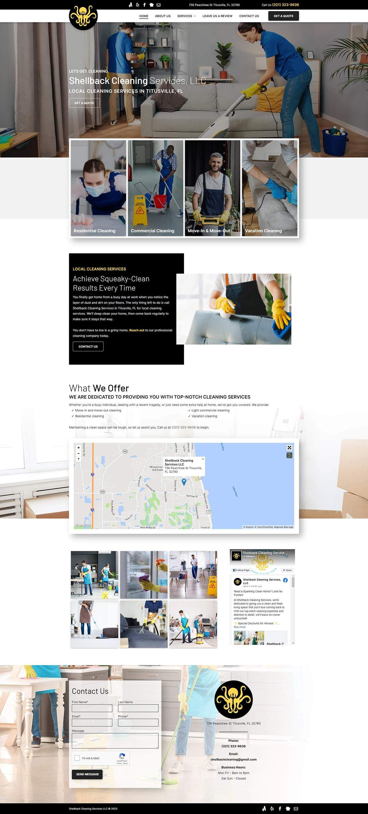 A screenshot of a website for a cleaning company.