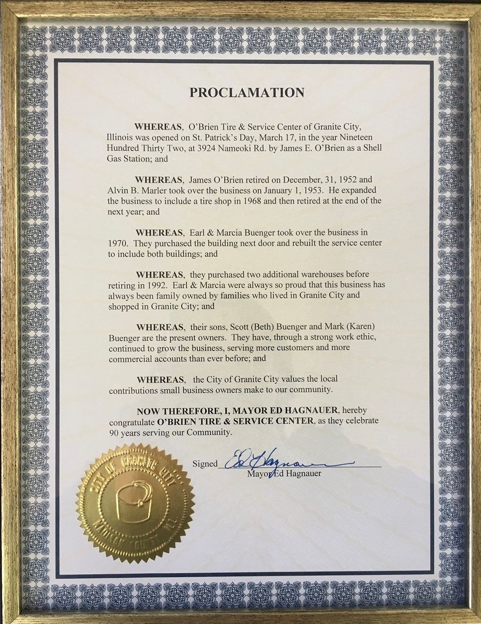 Mayor’s Proclamation Celebrates 90 Years in Granite City, IL