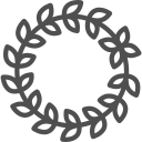 A wreath of leaves in a circle on a white background.