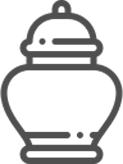 A line drawing of a vase with a lid on a white background.