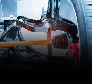 Up close to suspension on wheels | Four Seasons Tire & Auto Service