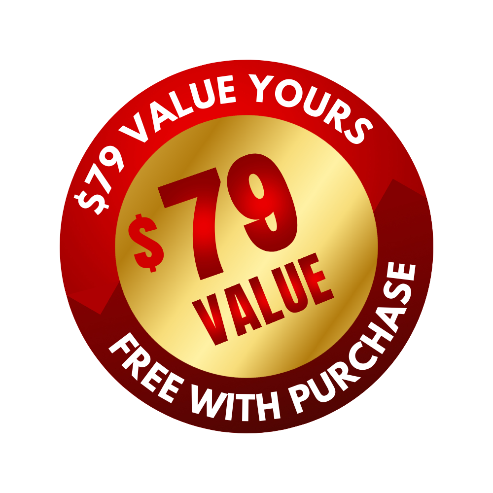 A sticker that says $ 60.00 value yours free with purchase