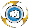 A blue circle with a fist in it