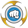 A blue circle with a fist in it