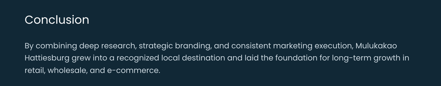 Conclusion Mulukakao Hattiesburg Case Study