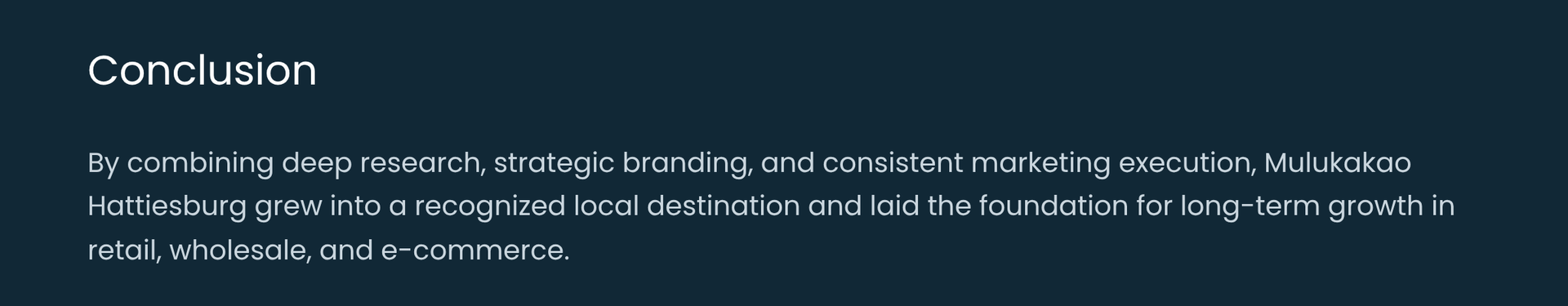 Conclusion Mulukakao Hattiesburg Case Study