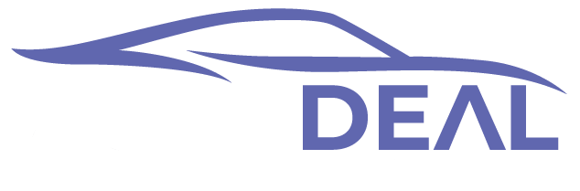 Logo with a blue car shape above the word DEAL in blue.