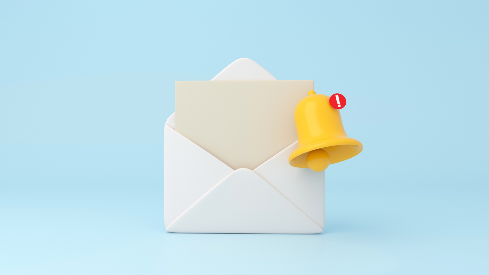 A white envelope with a yellow bell attached to it.