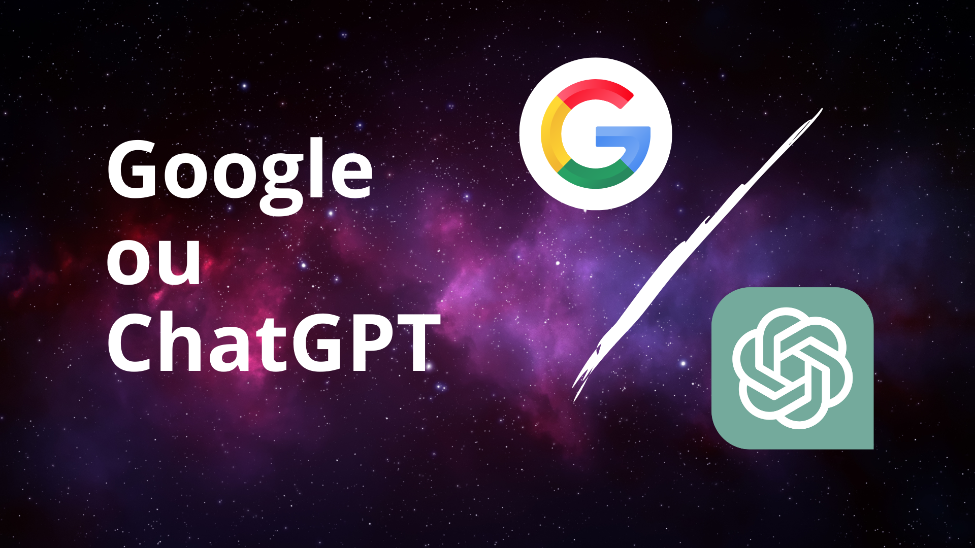 A google logo and a chat gpt logo on a purple background