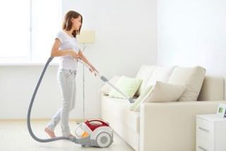 Girl with vacuum cleaner - Vacuum living room - Oradell, NJ