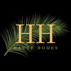 Gold "HH" logo with palm leaf on black background, "HAUTE HOMES" below.
