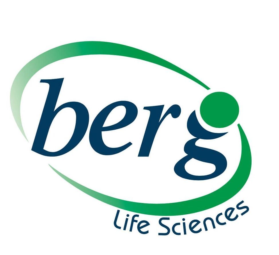 A blue and green logo for berg life sciences