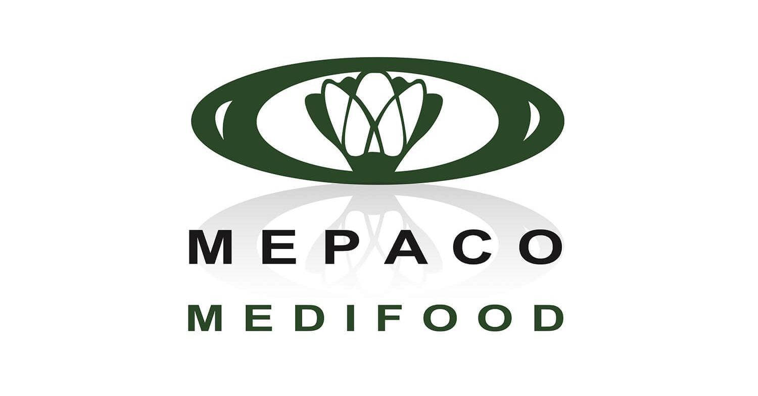A green and white logo for mepaco medifood