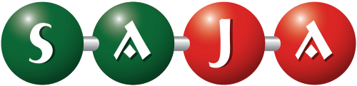 A green and red circle with the word saja on it