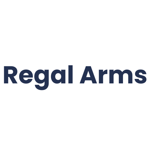 Regal Arms text in dark blue on a white background.