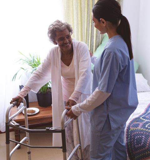Female Care Giver Helping Senior Female Patient — Vicksburg, MS — Washington Home Health Agency LLC