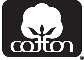 Black square with white cotton boll and 