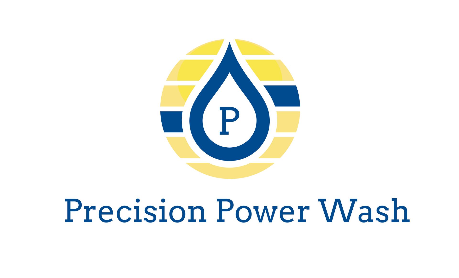 A blue and yellow logo for precision power wash