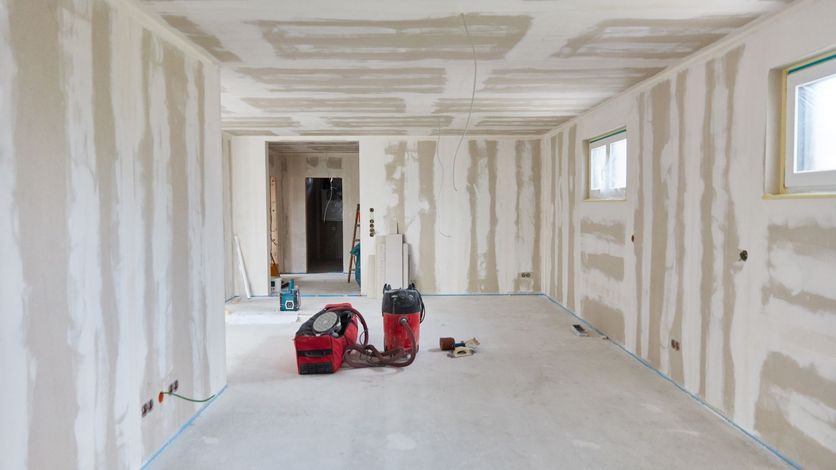Industrial drying equipment in water damaged home
