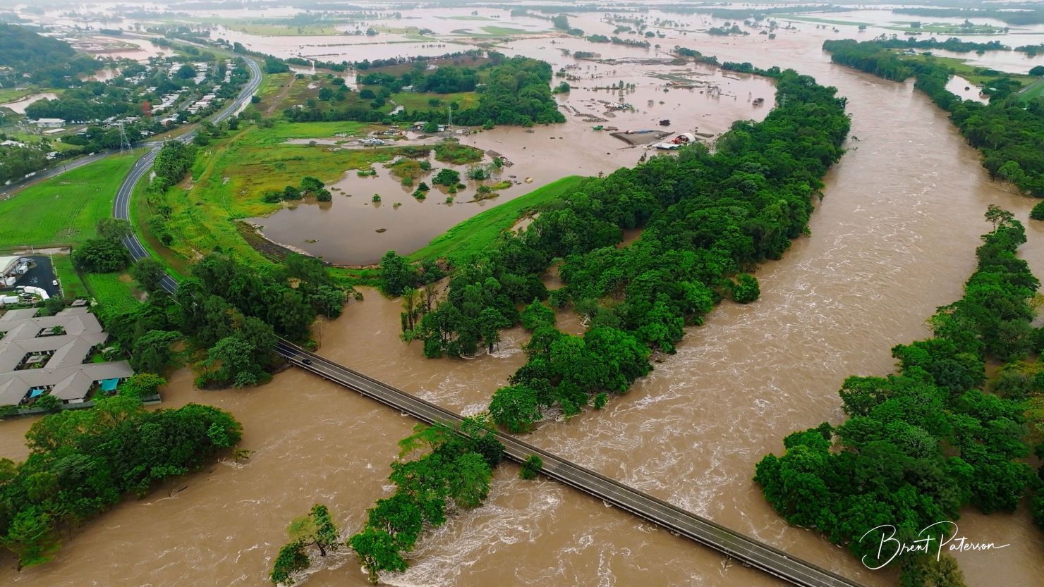 Birds eye view capturing the aftermath of flood damage