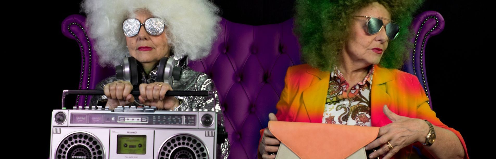 Old ladies wearing crazy clothes