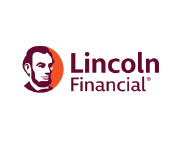 Lincoln Financial logo: Abraham Lincoln profile in maroon and orange with text.